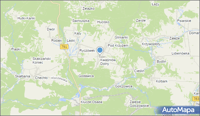 mapa Kwaśniów Dolny, Kwaśniów Dolny na mapie Targeo